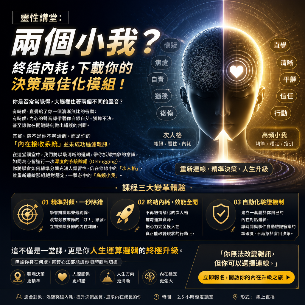 靈性講堂《兩個小我？》—— 終結內耗，精準解碼你的內在訊號！